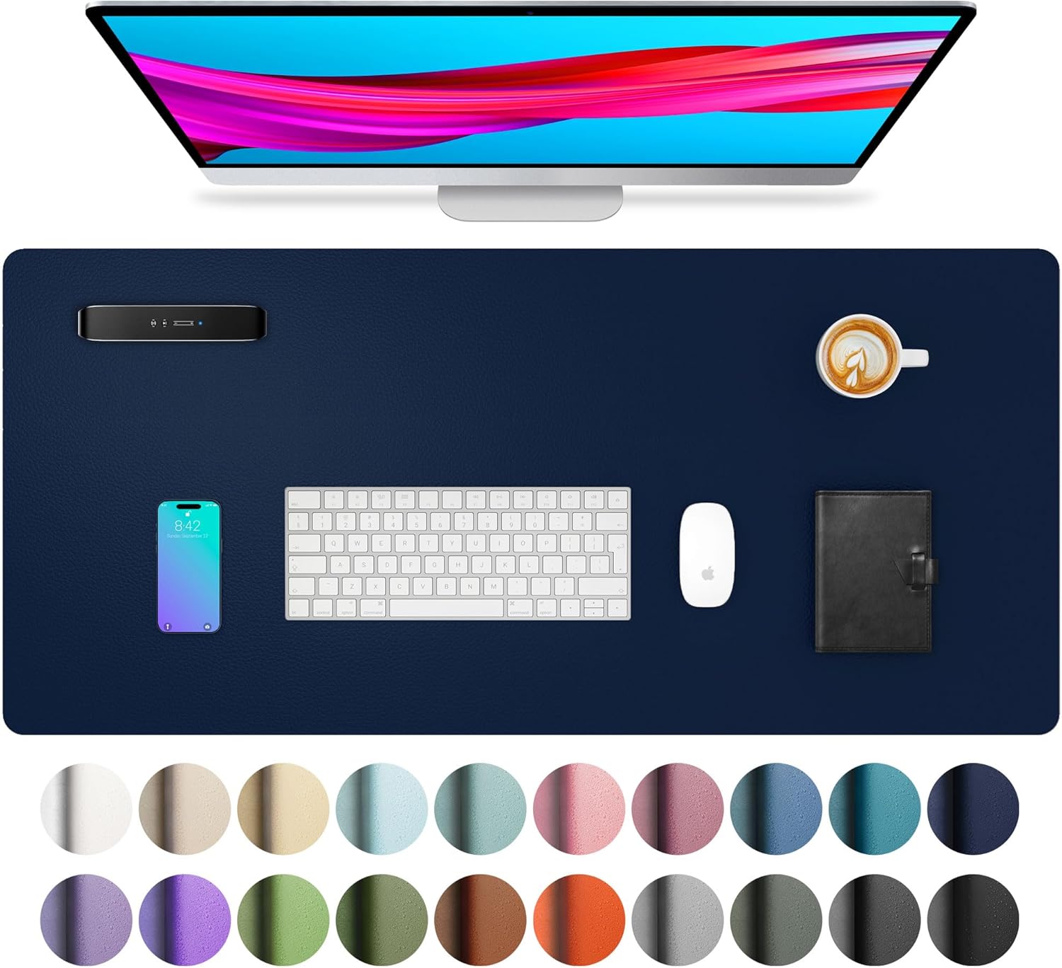 Desk Pad Leather Large - レザーオフィスパッド保護,大型マウスマット,滑り止め,防水,家庭用