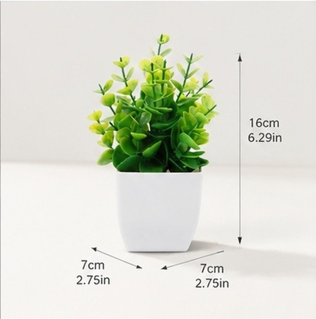 Plant Pot Small Desk - 3個入り、小型の人工観葉植物。ミニサイズの造花で、ご自宅やオフィス、机の上、テーブルの装飾に最適。リアルな見た目で場所を取らない。