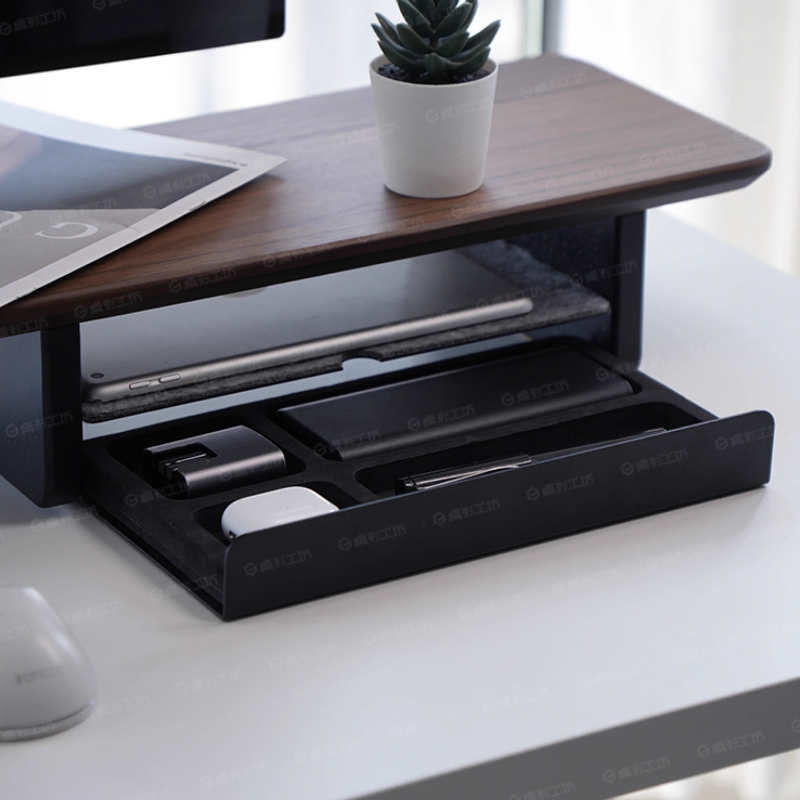 Desk Setup Ergonomic - モニタースタンドライザー収納引き出しオフィスデスクオーガナイザーコンピュータ収納棚人間工学に基づいたデスクアクセサリーホームオフィスセットアップ用
