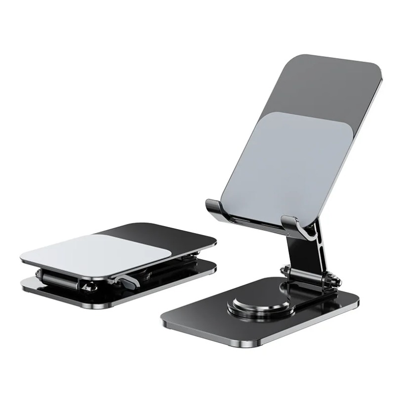 Desk Setup Stand - ユニバーサルメタル360 ° 回転可能な電話タブレットスタンドポータブル折りたたみ式デスクトップブラケットホルダー iPhone Samsung Xiaomi