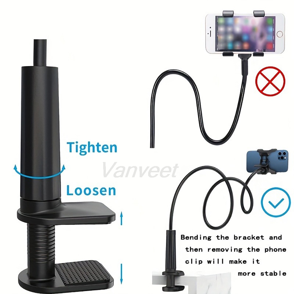 Desk Setup Stand - 360 ° 携帯電話ホルダースタンドクリップ柔軟なレイジーベッドデスクトップブラケットスマートフォンデスクベッドマウントスタンドベースサポートポータブル