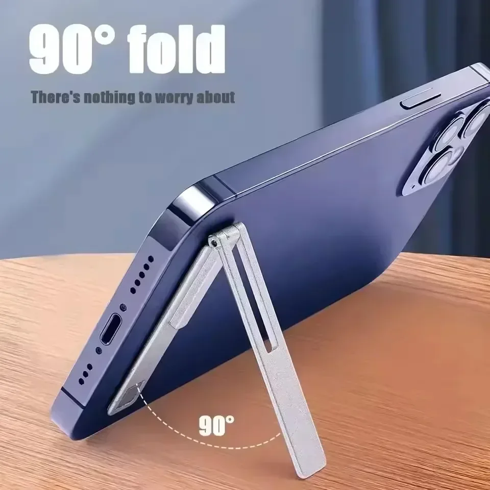 Desk Setup Stand - マグネティック超薄型折りたたみ式携帯電話ホルダーブラケット 金属合金製デスクトップ携帯電話スタンド ユニバーサル携帯電話サポートキックスタンド