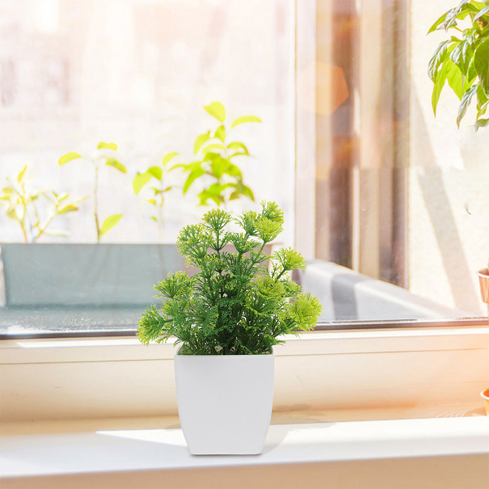 Plant Pot Small Desk - 2本セットの小型人工盆栽、室内用の観葉植物、鉢植え、家の装飾、机の飾りとして。
