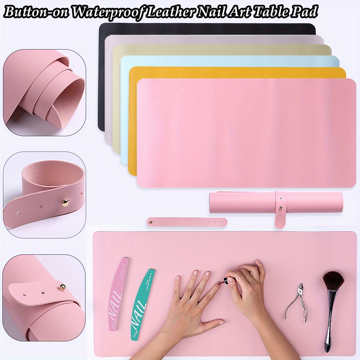 Desk Pad Leather Large - 折りたたみ式レザーマウスパッド、防水デスクライティングマット、大型マニキュアパッド、家庭用ネイルサロン用多目的デスクトッププロテクター
