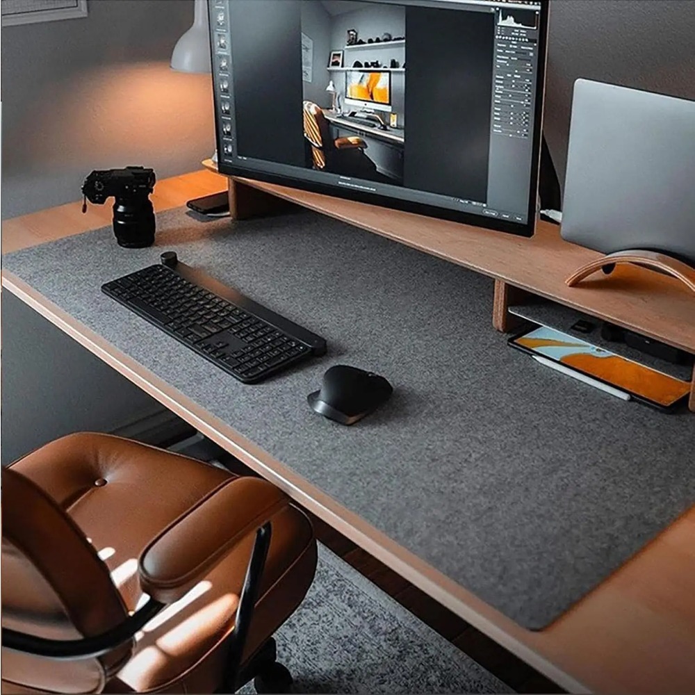 Desk Setup Ergonomic - フェルトデスクマット コンピューターマット デスク用(31.5x15.7インチ) 大型フェルトマウスパッドとキーボードマット オフィス用デスクプロテクター |