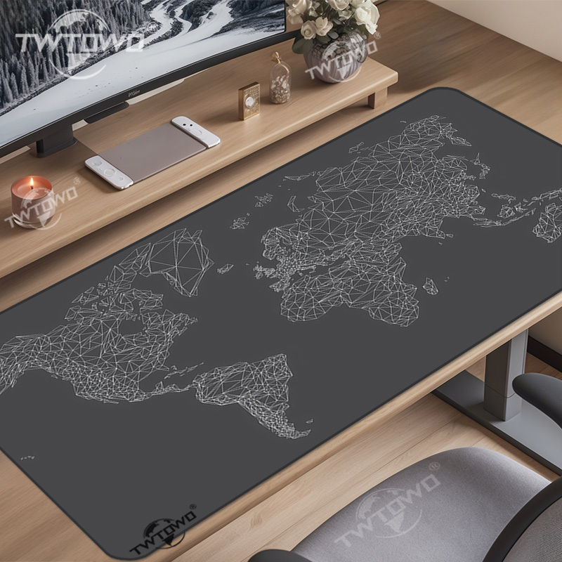 Desk Setup Accessories Aesthetic - マウスパッド 幾何学模様の世界地図 ゲーマーXL 新しいカスタムHDマウスパッドXXL マウスマット ソフト滑り止め
