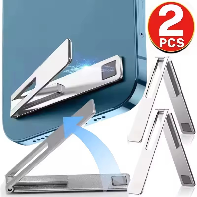 Desk Setup Stand - 目に見えない超薄型磁気携帯電話ホルダー スタンド 金属合金製折りたたみ式携帯電話キックスタンド デスクトップタブレットブラケットサポート
