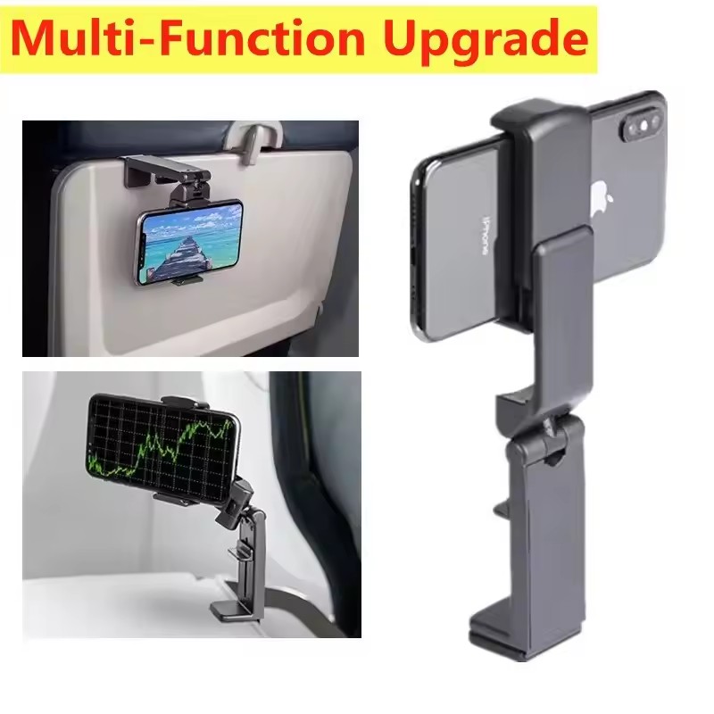 Desk Setup Stand - 飛行機用携帯電話ホルダー、携帯電話スタンド、携帯用トラベルマウント、デスク用折りたたみ式回転式セルフィーホルダー、電車座席サポート