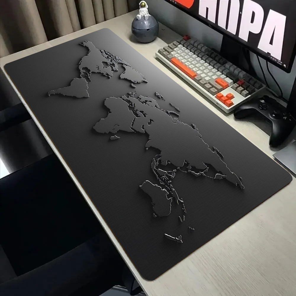 Desk Setup Accessories Aesthetic - 黒とグレーのグラデーションマップデザインマウスパッドデスクマットステッチエッジ耐久性のある滑り止めゲーミングパッドTapis Souris Meshat Le'echbar M