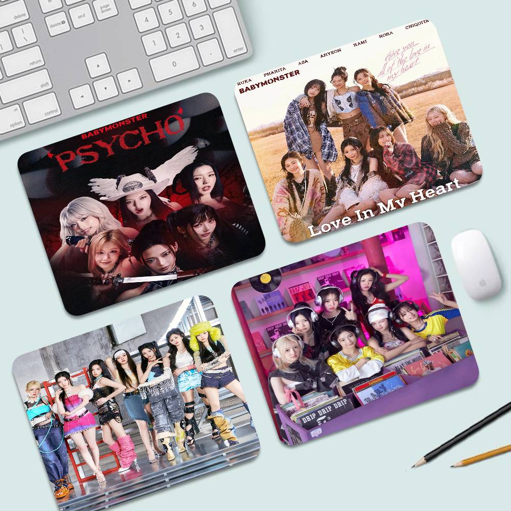 Desk Setup Kpop - Kpop B-Babymonster 新しいマウスパッドカスタムマウスパッドゲーム小型コンピュータデスクパッド天然ゴムホームキーボードパッド