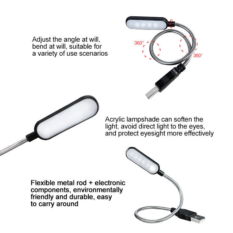 ミニ 4 LED ブックランプポータブル USB 読書ナイト - Desk Setup Maker のレビューと価格