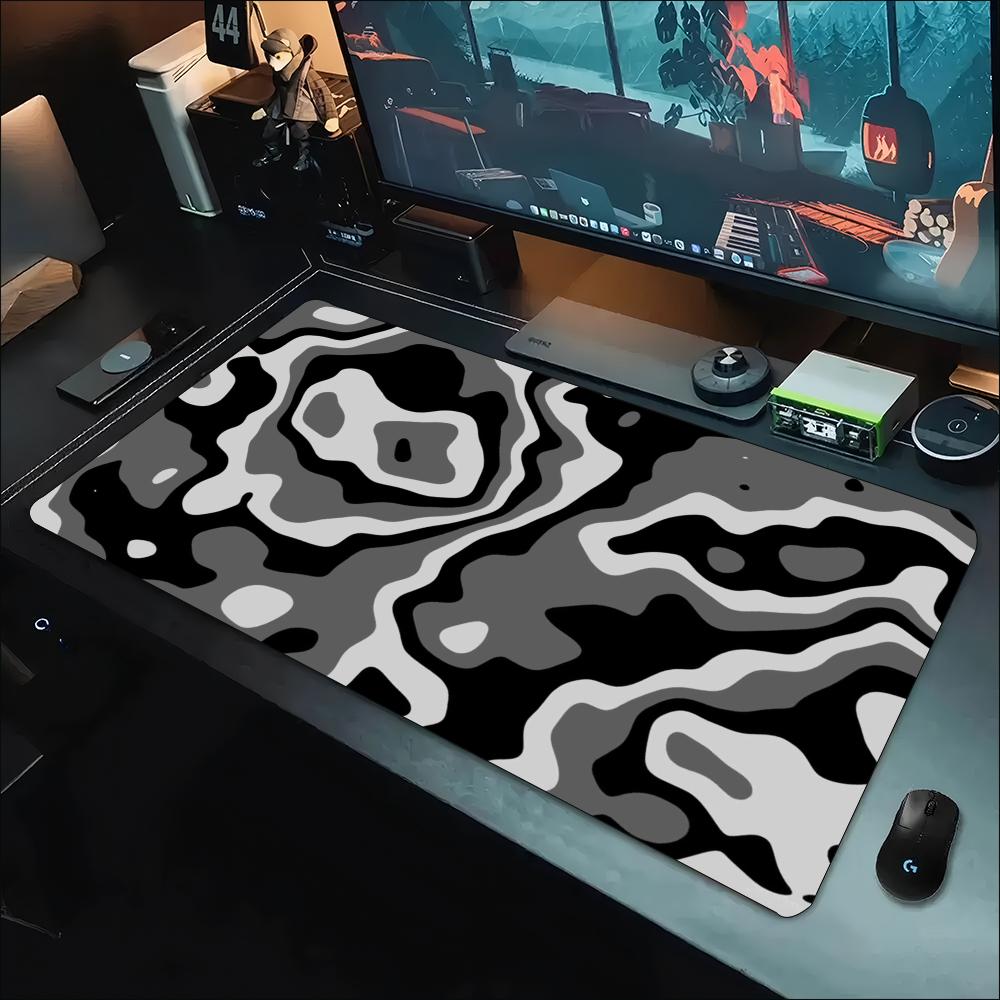 デスクマット グレー ホワイト 地形学模様 スワールプリント - Work Desk Home Setup のレビューと価格