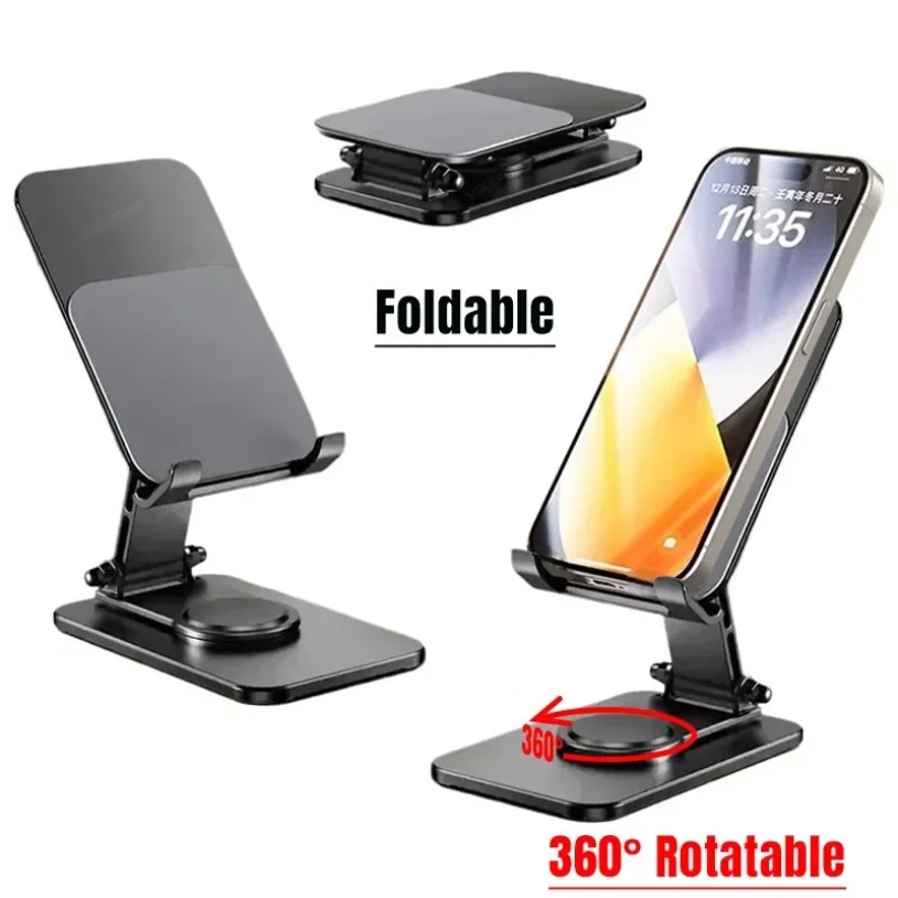ユニバーサルメタル360 °   回転可能な電話タブレットス - Desk Setup Stand のレビューと価格