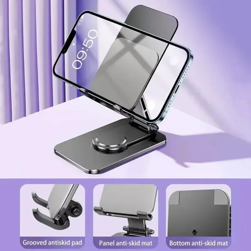 ユニバーサルメタル360 °   回転可能な電話タブレットス - Desk Setup Stand のレビューと価格