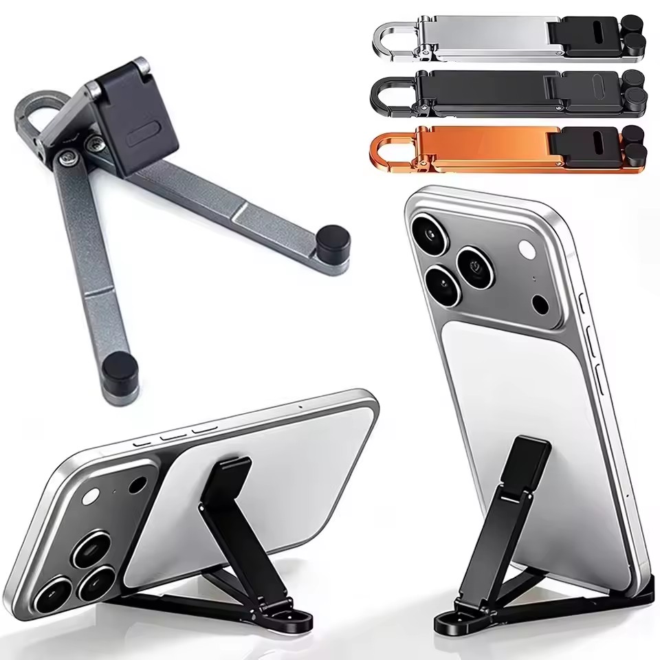 折りたたみ式キーチェーン型スマホスタンド 多角度調整可能 軽 - Desk Setup Stand のレビューと価格