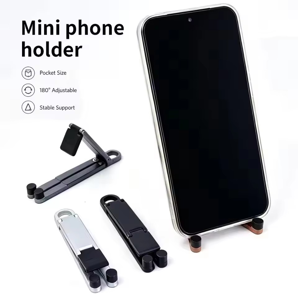 折りたたみ式キーチェーン型スマホスタンド 多角度調整可能 軽 - Desk Setup Stand のレビューと価格