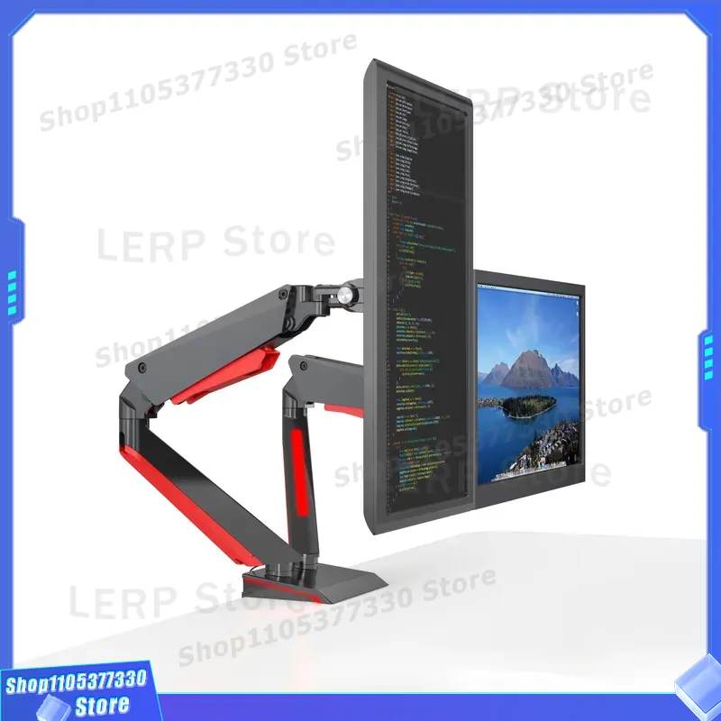 アルミ製デュアルモニターアーム 15～27インチ ガススプリ - Desk Setup Dual Monitor のレビューと価格