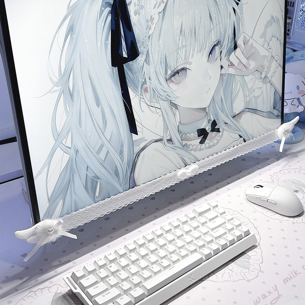 新しいスクリーンデコレーション、白いレースのモニタートリム、 - Desk Setup Ergonomic のレビューと価格