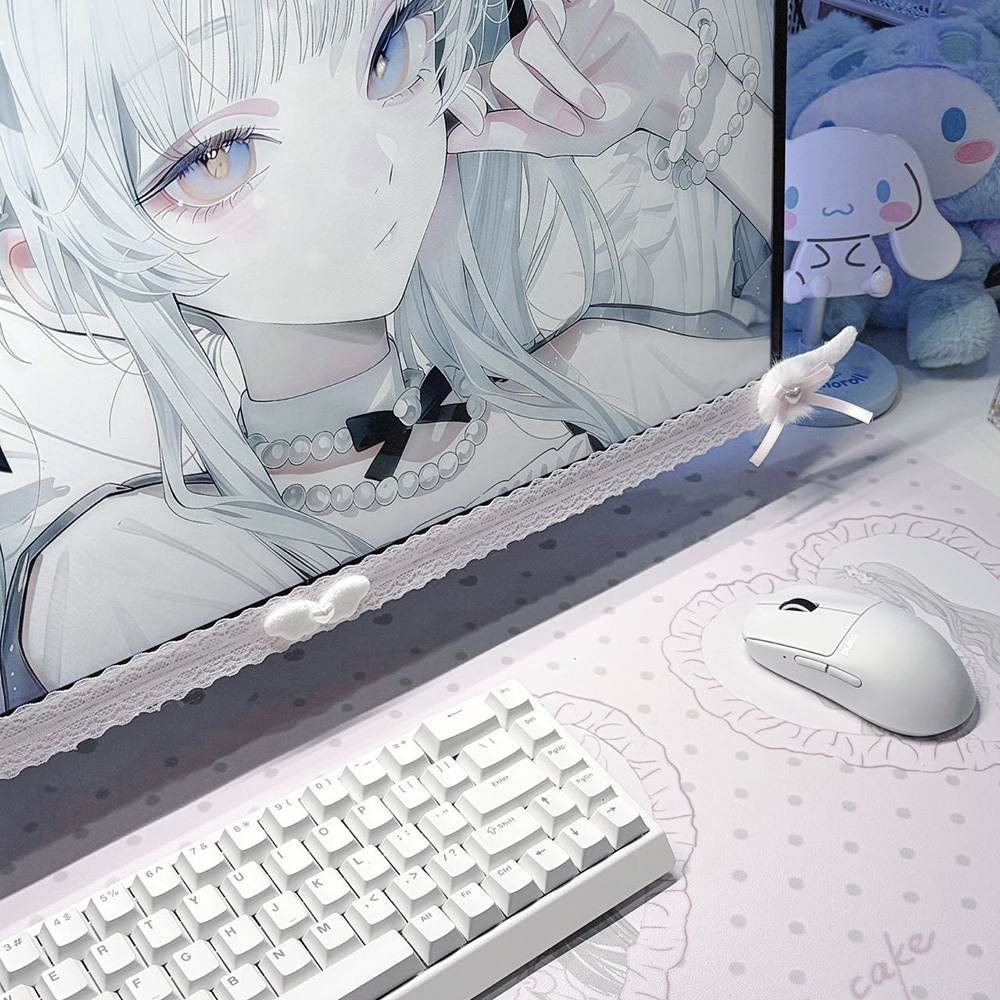 新しいスクリーンデコレーション、白いレースのモニタートリム、 - Desk Setup Ergonomic のレビューと価格