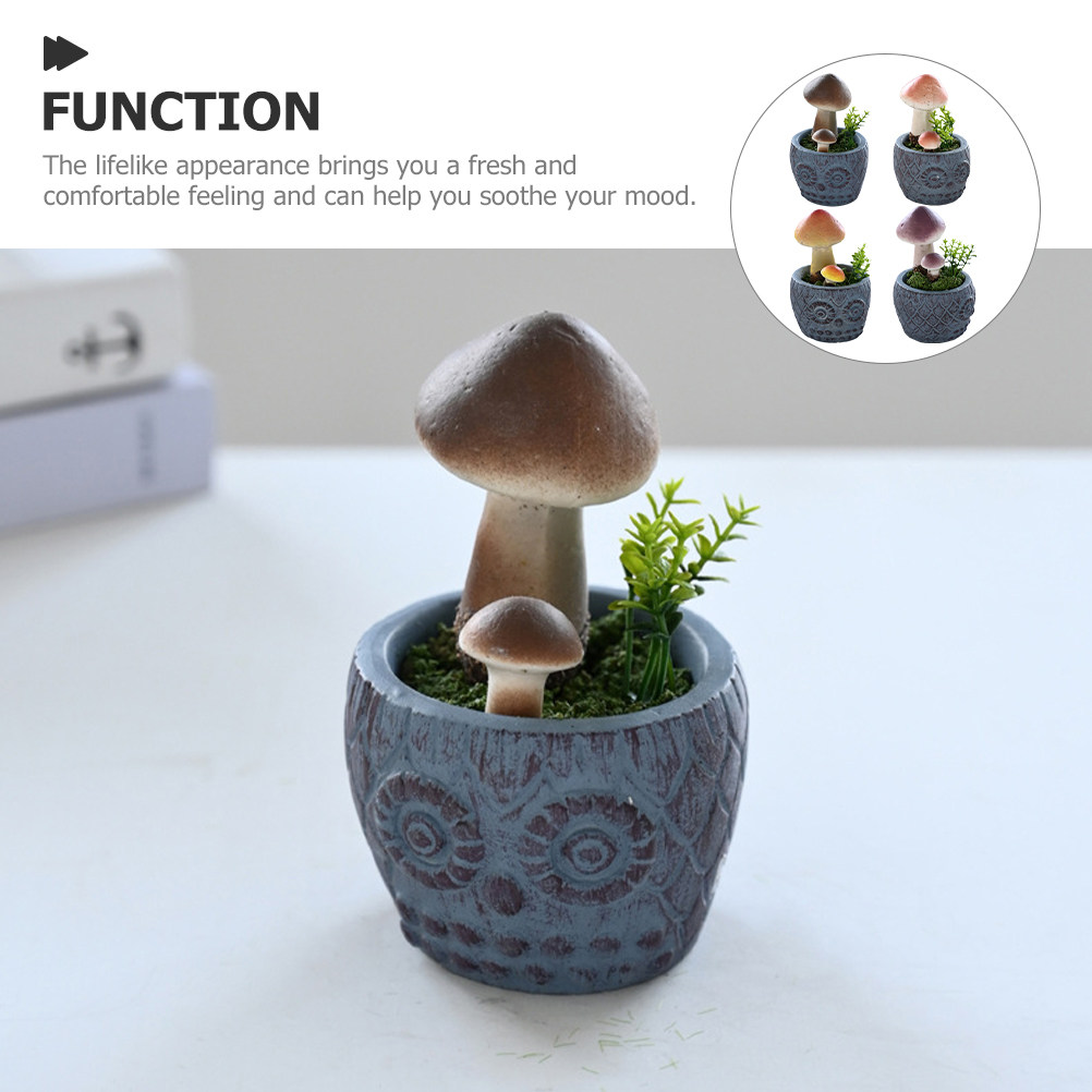 4個入り スカル顔の鉢植え人工キノコ装飾品。家庭やオフィスで - Plant Pot Small Desk のレビューと価格