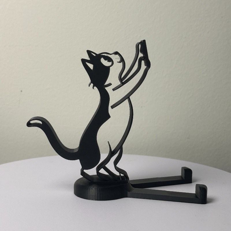 抽象的な中空ラインの猫型スマホスタンド、ミニマリストなキティ - Desk Setup Stand のレビューと価格