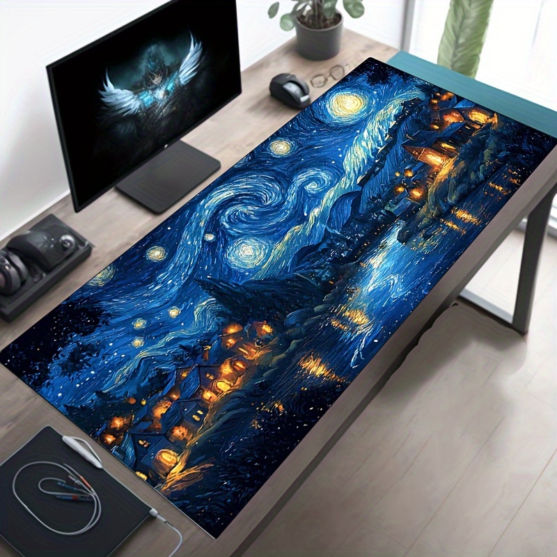 大型スターリーナイトゲーミングマウスパッド、滑り止めラバーベ - Desk Setup Accessories Aesthetic のレビューと価格