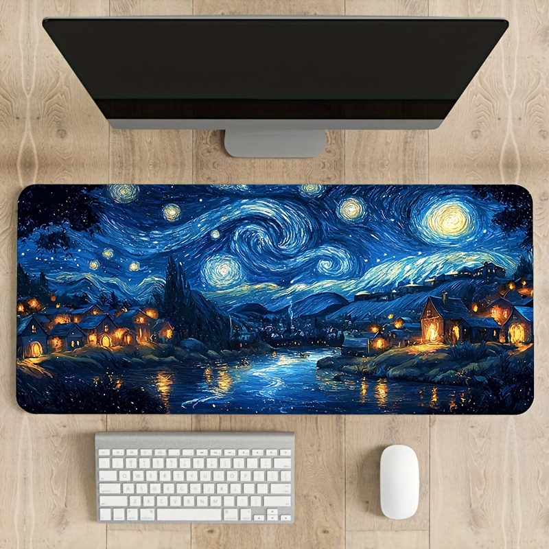 大型スターリーナイトゲーミングマウスパッド、滑り止めラバーベ - Desk Setup Accessories Aesthetic のレビューと価格