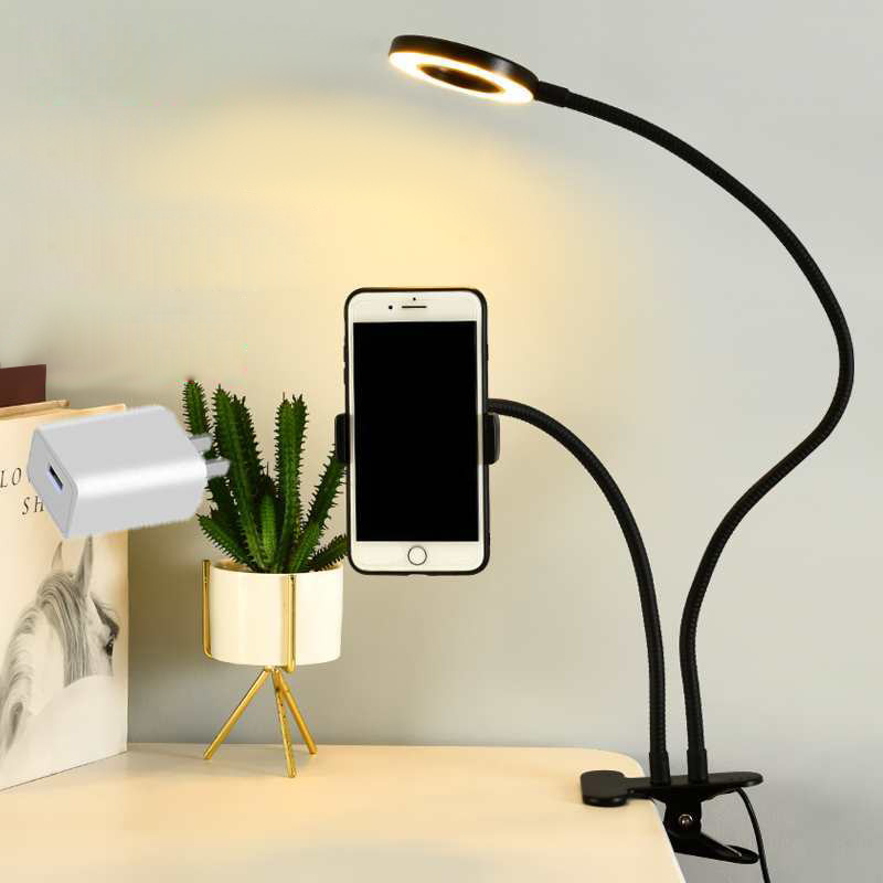 自撮りリングライト付きユニバーサルフレキシブル携帯電話ホルダ - Desk Setup Modern のレビューと価格