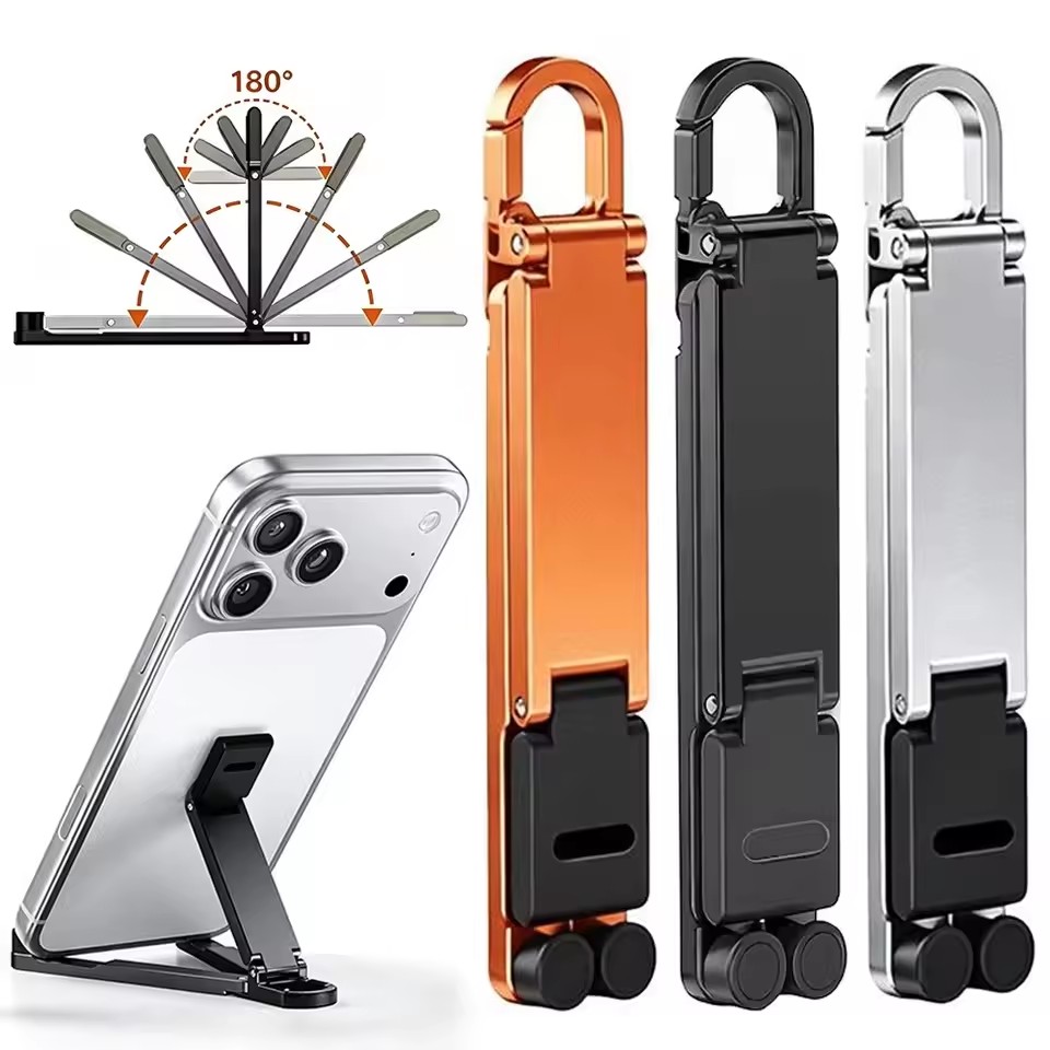 ミニキーチェーン折りたたみ式携帯電話背面クリップスタンド、ポ - Desk Setup Stand のレビューと価格