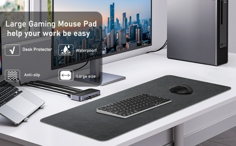大型マウスパッド デスクパッド 防水 マウスパッド デスクマ - Desk Pad Leather Large のレビューと価格
