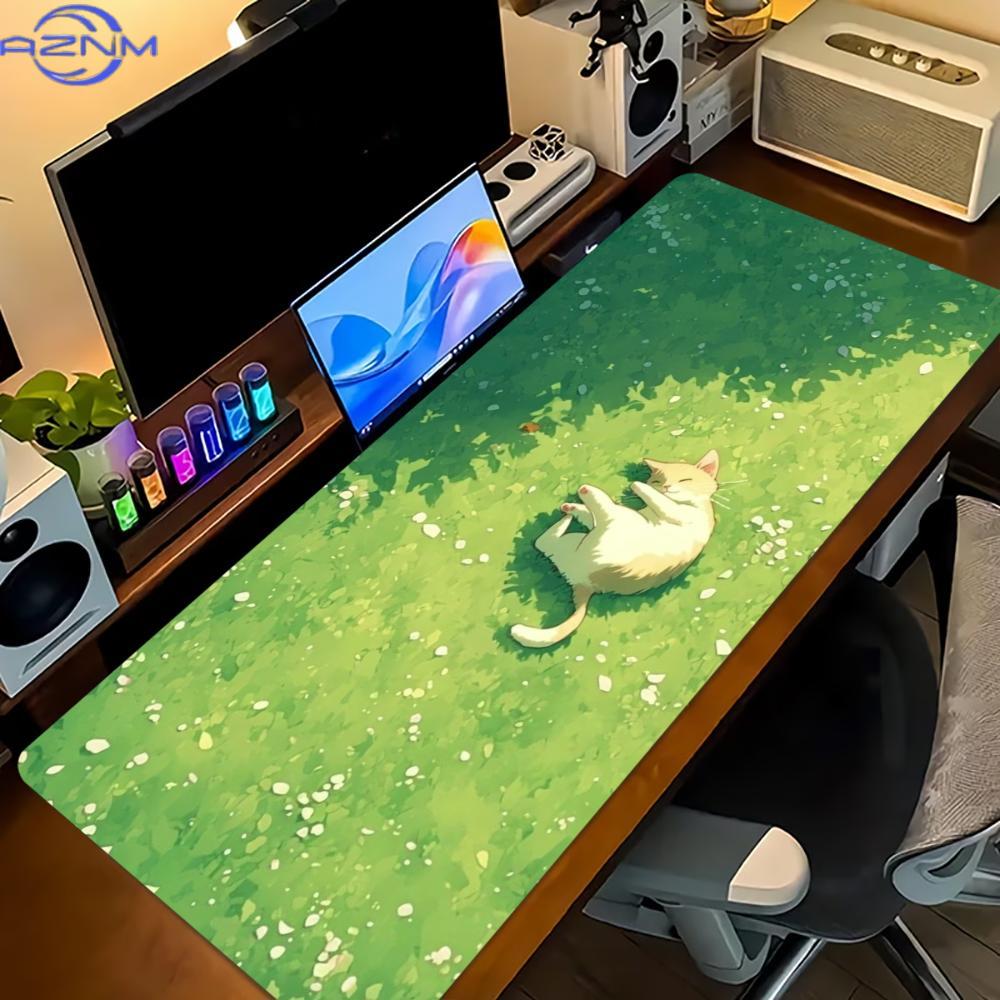 花柄猫デザインの大型ゲーミングマウスパッド、滑り止めゴム付き - Desk Setup For Work のレビューと価格