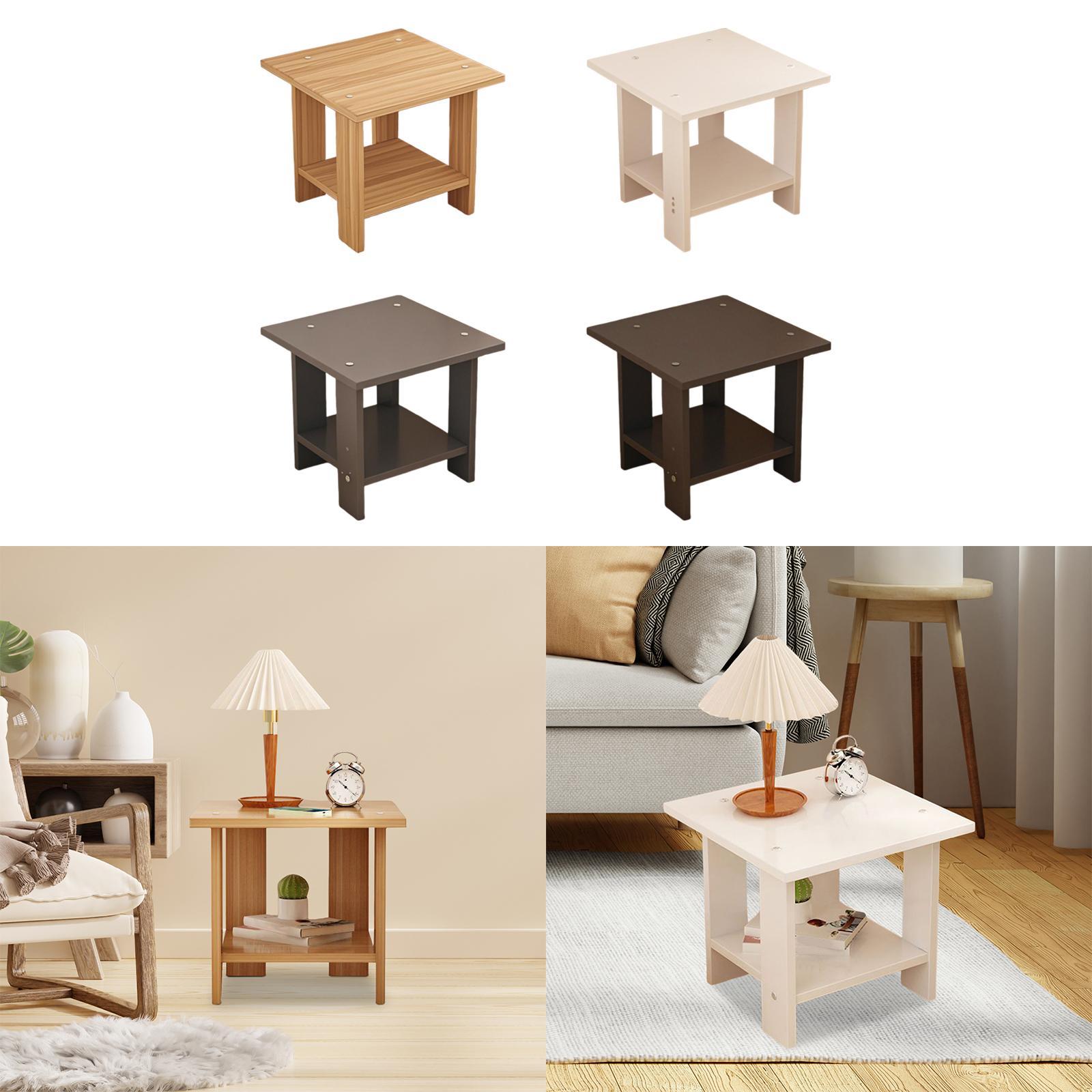 木製二層サイドテーブル多機能頑丈モダン軽量ランプ電話用ラップ - Desk Setup Maker のレビューと価格