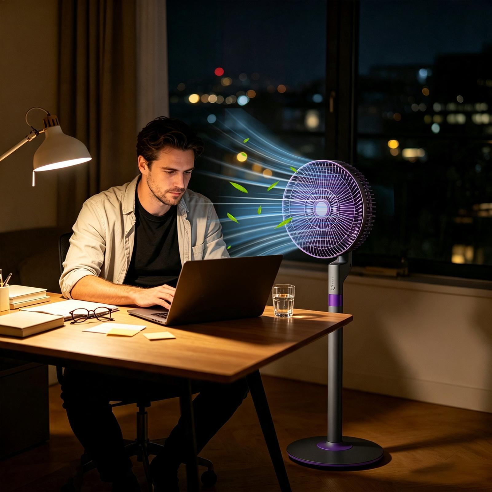 モダンな2-in-1フロアデスクエアサーキュレーターファン、 - Desk Setup Modern のレビューと価格