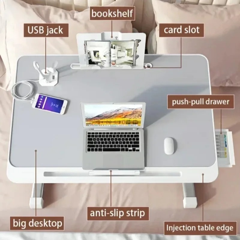 ノートパソコン用ベッドトレイテーブル、高さ調節可能、ポータブ - Desk Setup Maker のレビューと価格