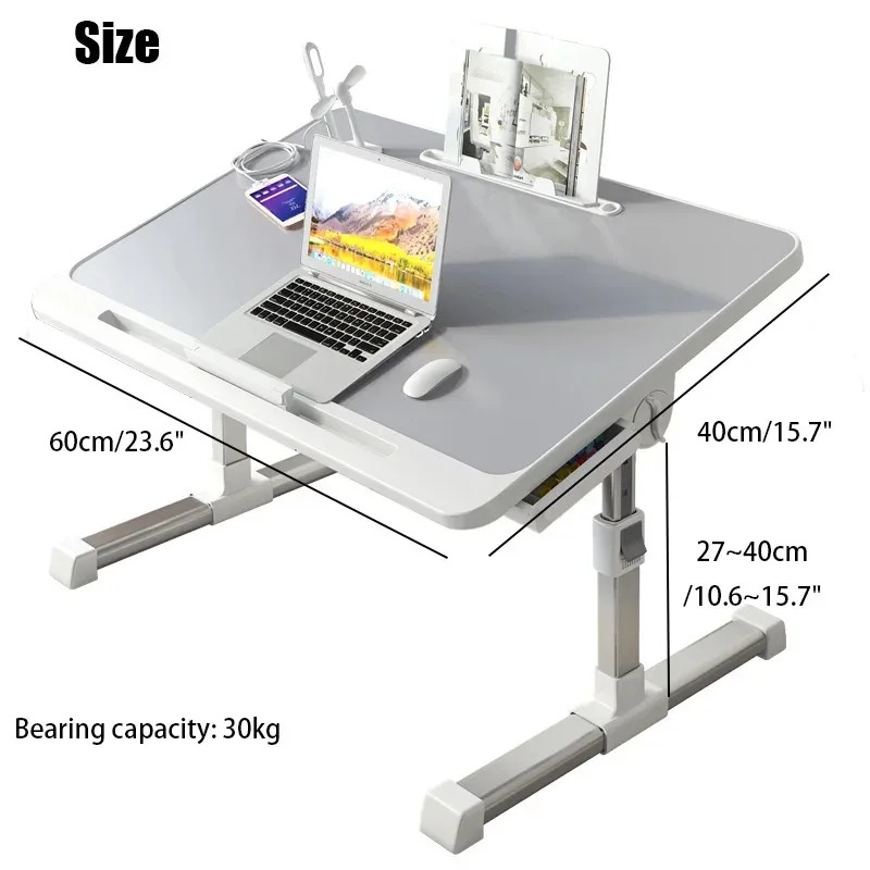 ノートパソコン用ベッドトレイテーブル、高さ調節可能、ポータブ - Desk Setup Maker のレビューと価格