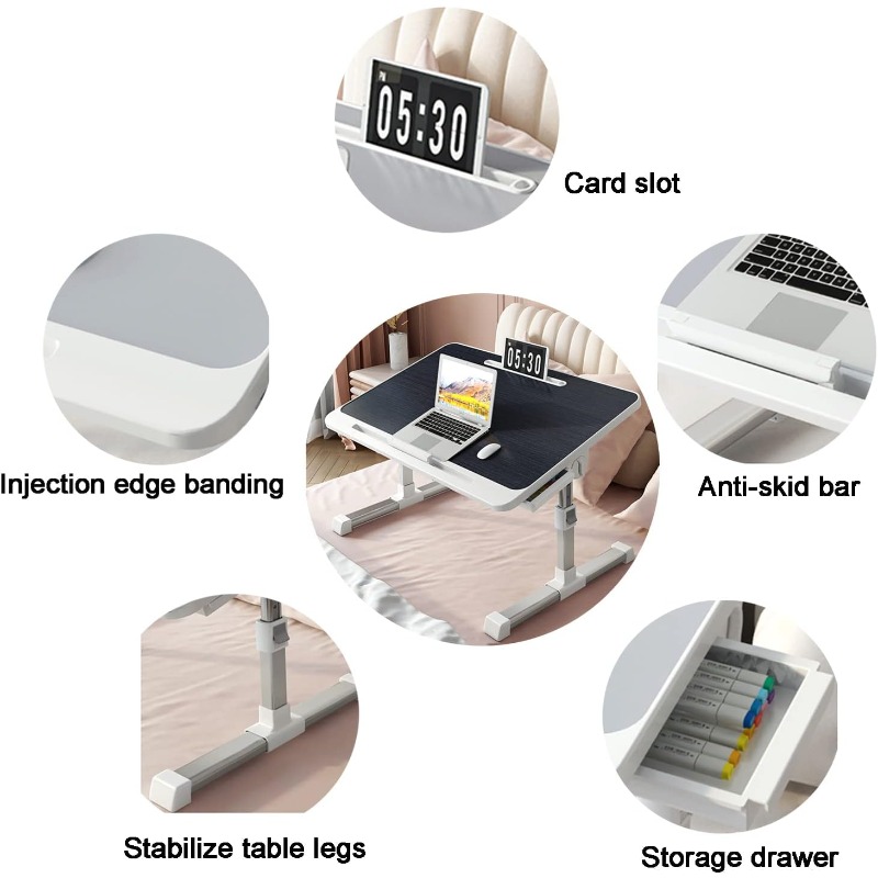ノートパソコン用ベッドトレイテーブル、高さ調節可能、ポータブ - Desk Setup Maker のレビューと価格