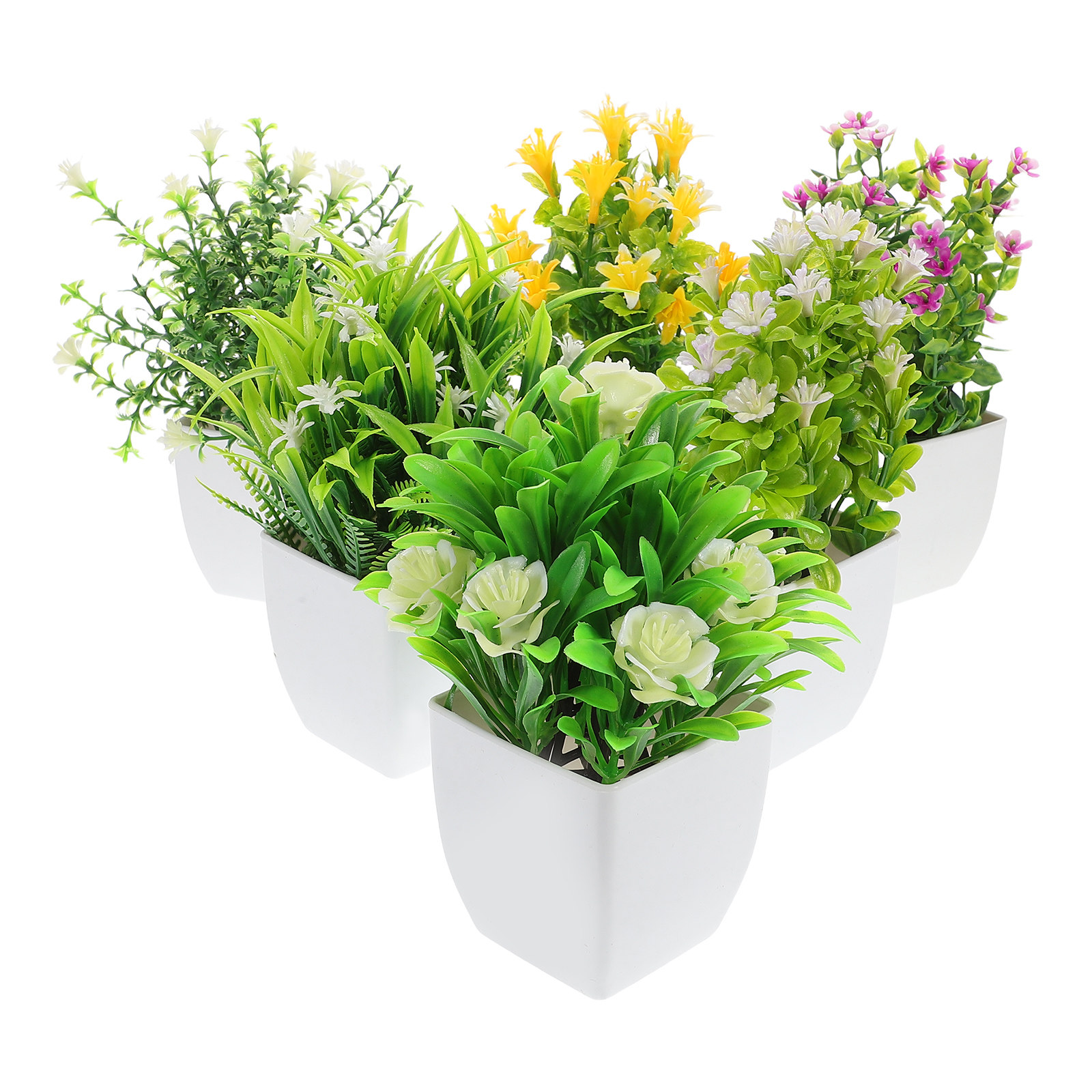 6個入りリアルなフェイク鉢植え植物、リビングルーム、ダイニン - Plant Pot Small Desk のレビューと価格
