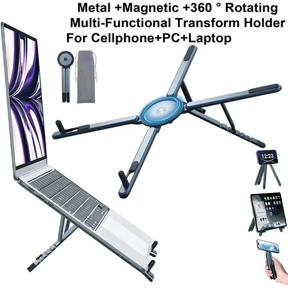 携帯電話用マグネット式ホルダー＆自撮り棒 3-in-1 折り - Desk Setup Stand のレビューと価格