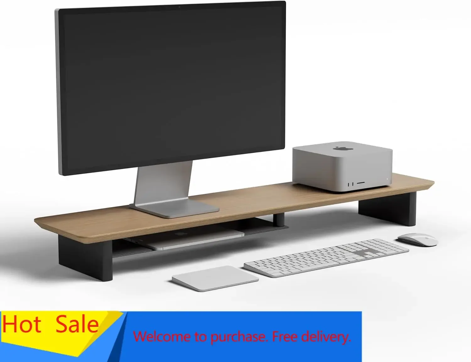 ホワイトオーク製二段式人間工学に基づいたデスクセットアップ  - Desk Setup Dual Monitor のレビューと価格