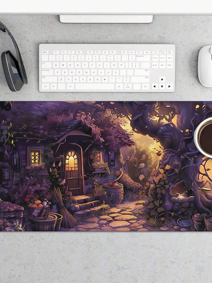ファンタジーコテージデザインの大型ゲーミングマウスパッド、滑 - Work Desk Home Setup のレビューと価格