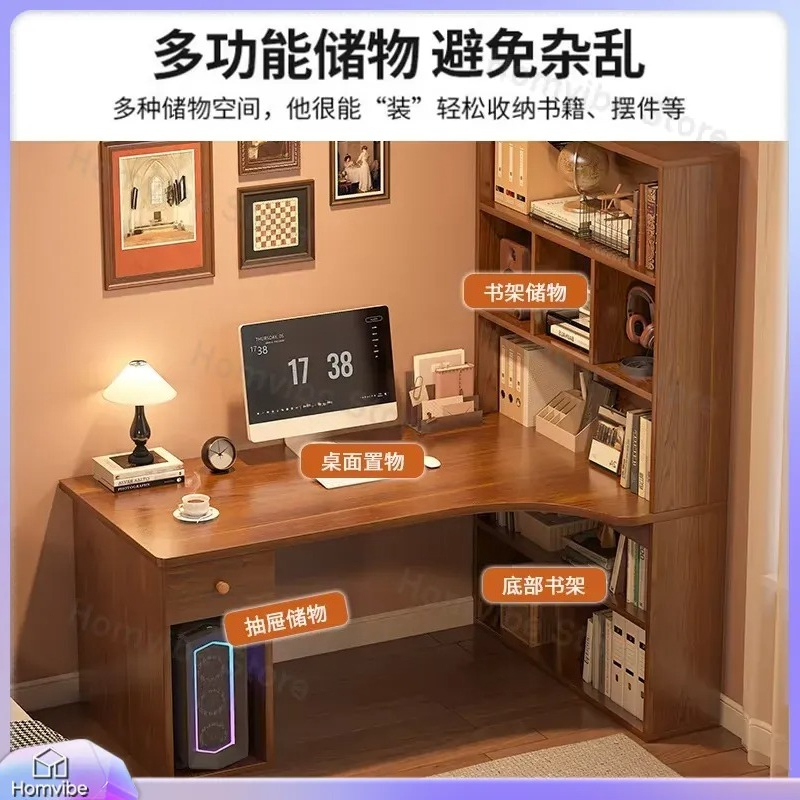L字型コンピューターデスク、本棚付きコーナーデスク、ホームオ - Desk Setup Dual Monitor のレビューと価格