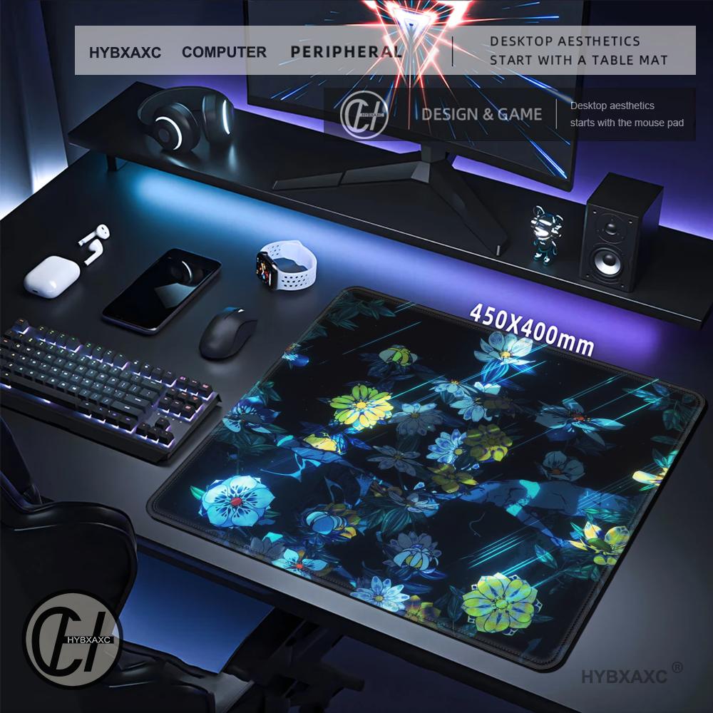 HYBXAXC ダークフローラルマンガ背景マウスパッドデスク - Desk Setup For Work のレビューと価格